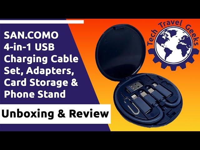 SAN.COMO 4-in-1 USB Charging Cable Set, Adapters, Card Storage & Phone Stand #Temu #TemuFinds #sim