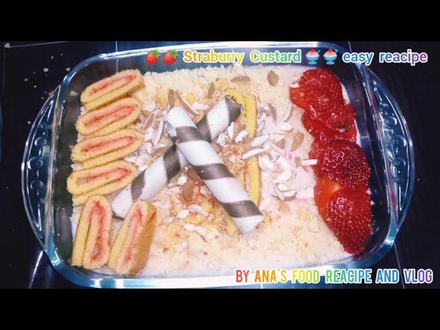 strawberry custard ke reacipe by Ana's food reacipe and vlog easy reacipe