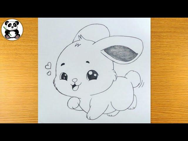 Cute bunny | rabbit animal pencil drawing | easy drawing @TaposhiartsAcademy