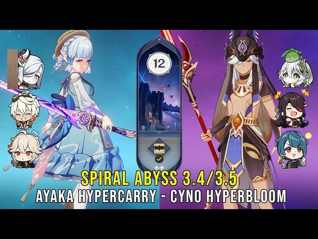 C0 Ayaka Hypercarry and C1 Cyno Hyperbloom - Genshin Impact Abyss 3.4/3.5 - Floor 12 9 Stars