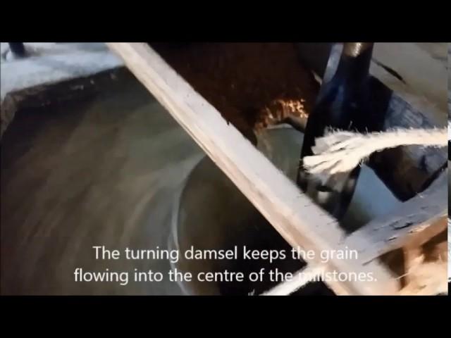 How does a watermill work: from grain to flour with water power.