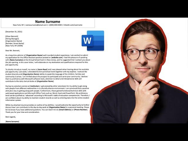 How To Write a Cover Letter With No Experience (2024) | [Word Tutorial]