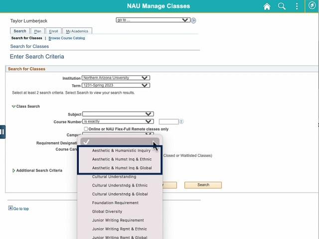 How to Search for Liberal Studies/Diversity Courses - NAU Academic Advising