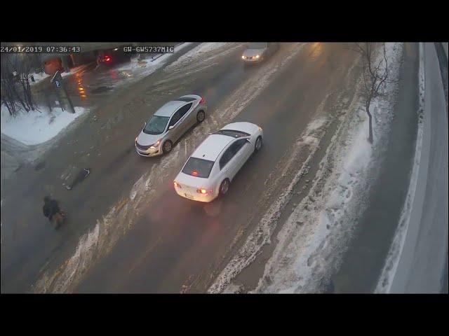 Slick Roads Causes Mayhem for Pedestrians || ViralHog