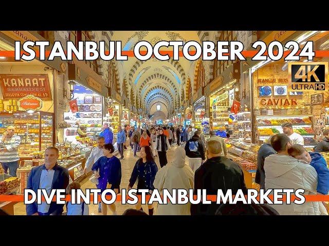 ISTANBUL TURKEY IN THIS DAYS EMINONU MARKET,EGYPTIAN BAZAAR 4K WALKING TOUR