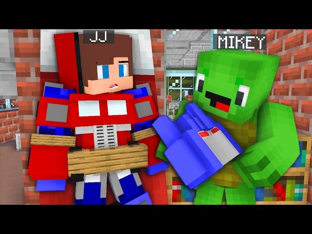 Mikey Unmasked the Optimus Prime - it Turned Out to be JJ - Maizen Minecraft Animation Transformer 2