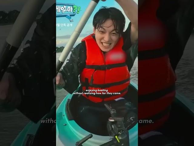 Jungkook & Jimin boating, jk face when he realised he needs to go back as well 