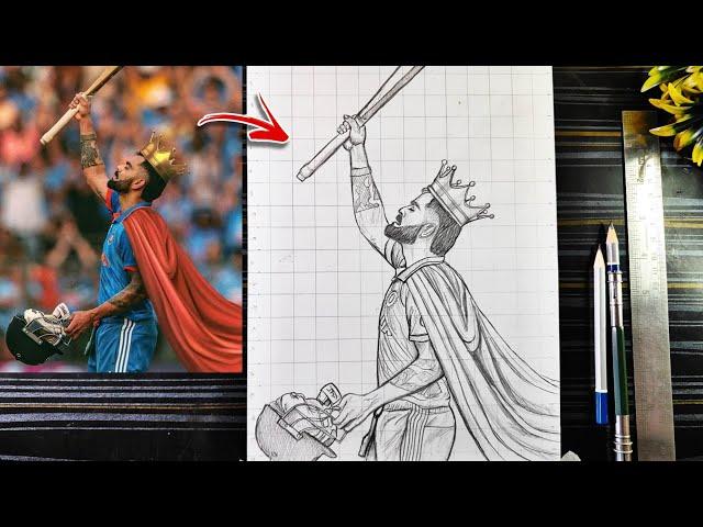 King Virat kohli Drawing outline, How To Draw Virat Kohli Full Body, विराट कोहली को चित्र कैसे बनाए