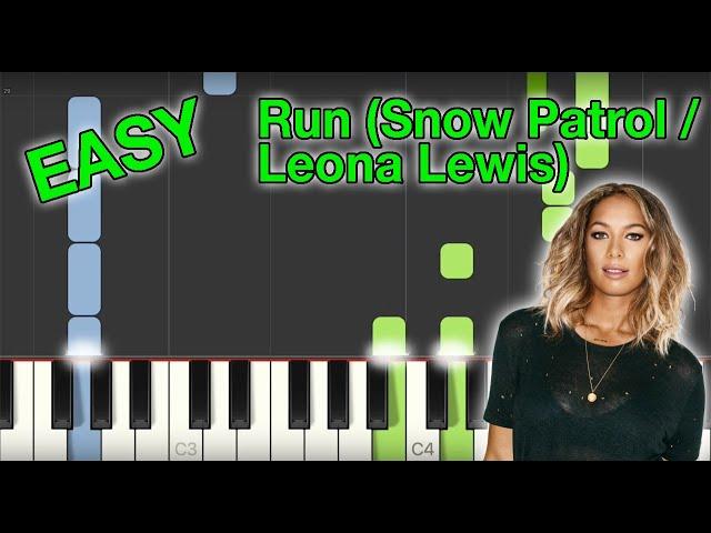 Run (Snow Patrol / Leona Lewis) EASY Piano Keyboard Tutorial (Synthesia)