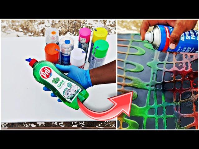 you won't believe it! art with spray wall paint and dish soap magic