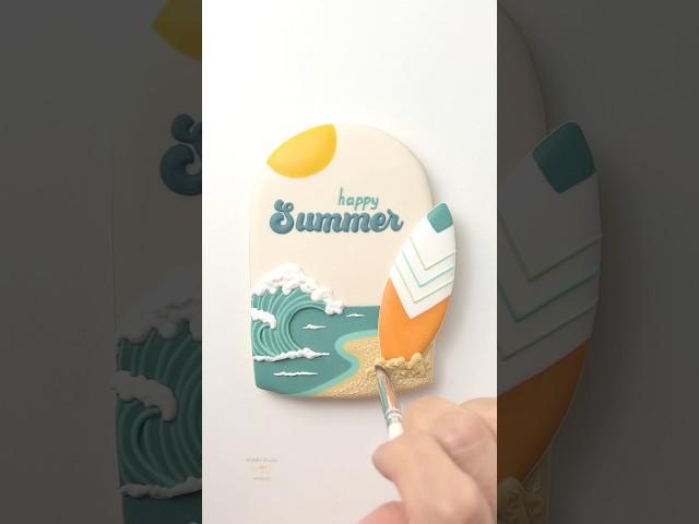 Summer Beach Surfing Cookie #summerbakes #surfing #cookievideos #decoratedcookies #satisfying