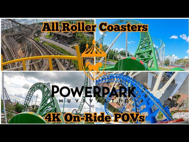  PowerPark Huvivaltio - All Roller Coasters 4K On-Ride POVs