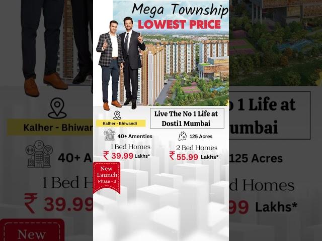 Mega Township Dosti Greater Thane | New Launch | 1 & 2 BHK Starts ₹39.99 L | EMI 3,999 #shorts