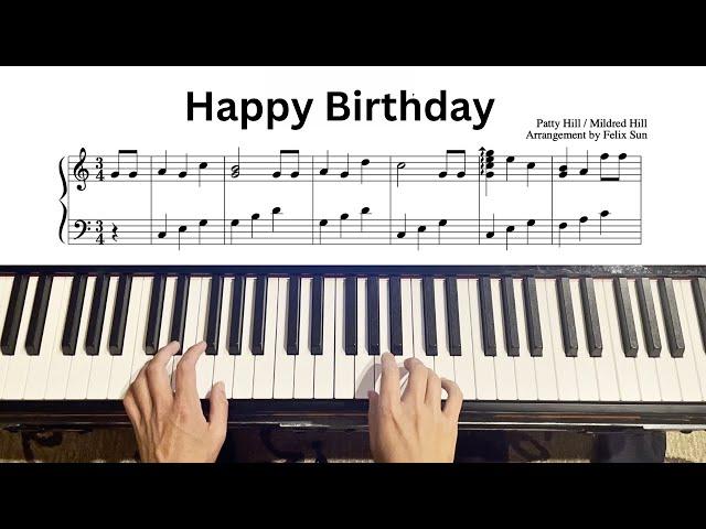 Happy Birthday (beautiful easy piano solo + sheet music)