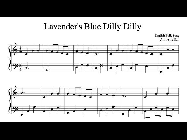 Lavender's Blue Dilly Dilly (Piano Sheet Music) - English Folk Song