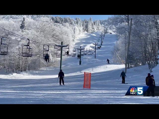 Skiers and snowboarders celebrate a white Christmas Day on the slopes