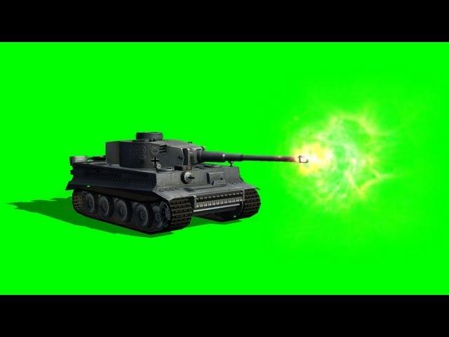 Tiger 1 Tank fires different Views - free green screen - free use