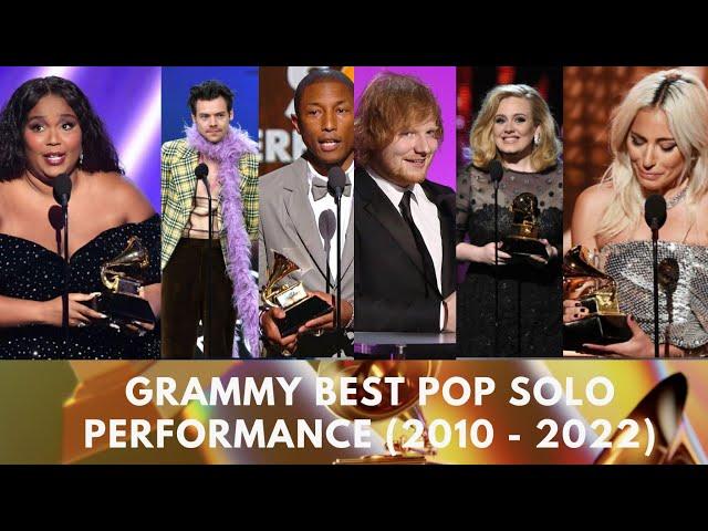 GRAMMY BEST POP SOLO PERFORMANCE WINNERS & NOMINEES FROM 2010 TO 2022