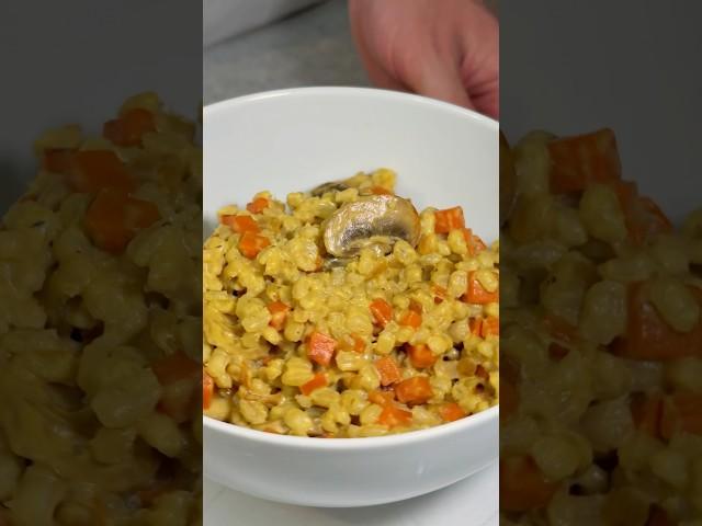 Перловка с овощами в сливочном соусе