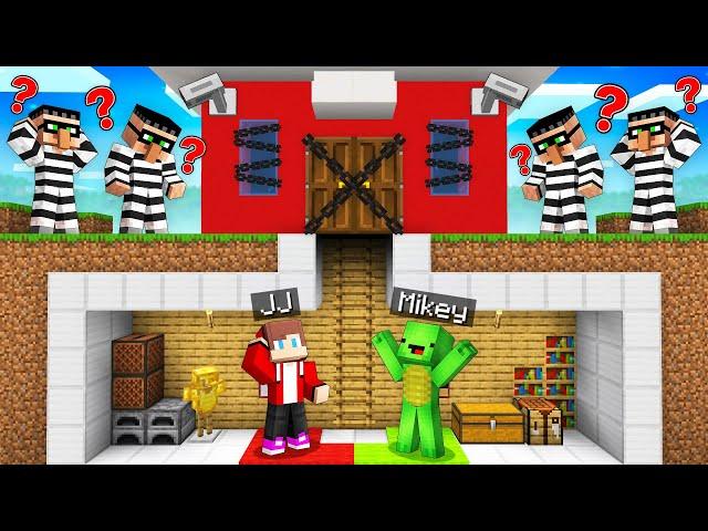 Mikey and JJ Built a Secret Base To Escape the Robbers in Minecraft (Maizen)