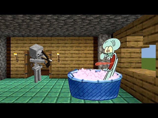 Squidward takes a bath in Minecraft