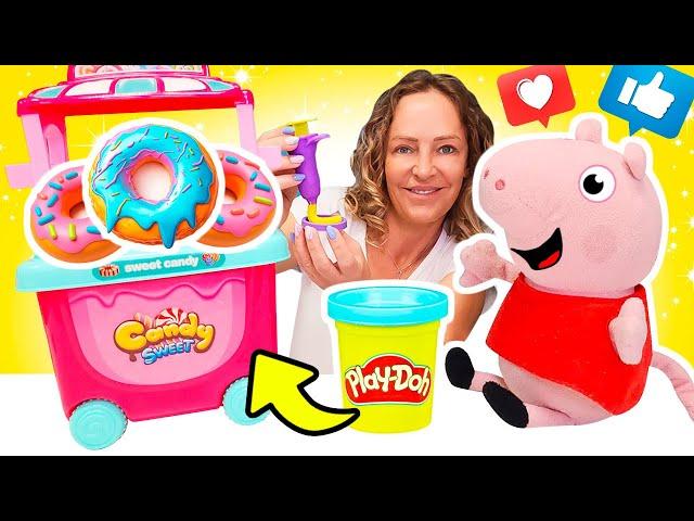 Nicole und Peppa Wutz - Peppa macht und verkauft Süßigkeiten. Spielzeug Video für Kinder