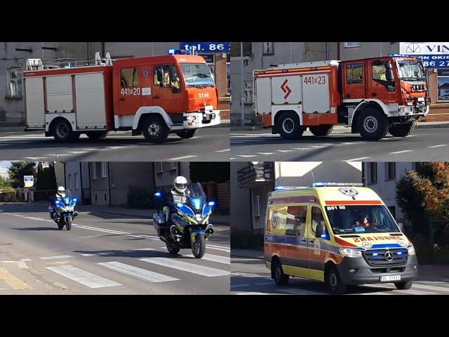 [Nowy modulator w 23] Alarmowo 3 zastępy JRG Kolno, policja na motocyklach i pogotowie do wypadku!