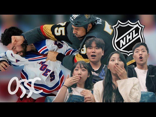 Koreans React To NHL Hits & Fights For The First Time