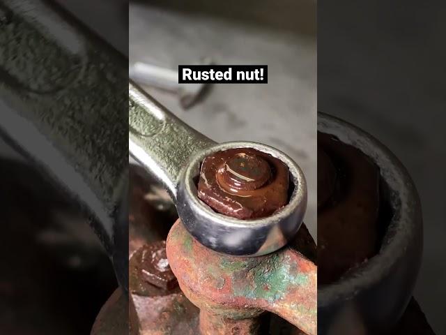 Removing rusted and seized nut and bolt! #restoration #metalworking #workshop #tools #rust