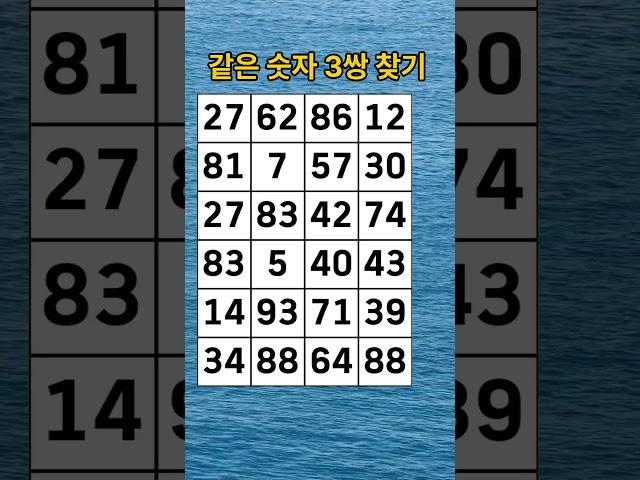 같은 숫자 찾기, 치매 테스트, 숫자 찾기,