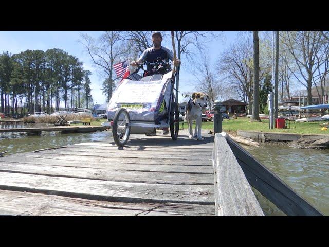 WEB EXTRA: Man traveling across America by foot stops in Guntersville