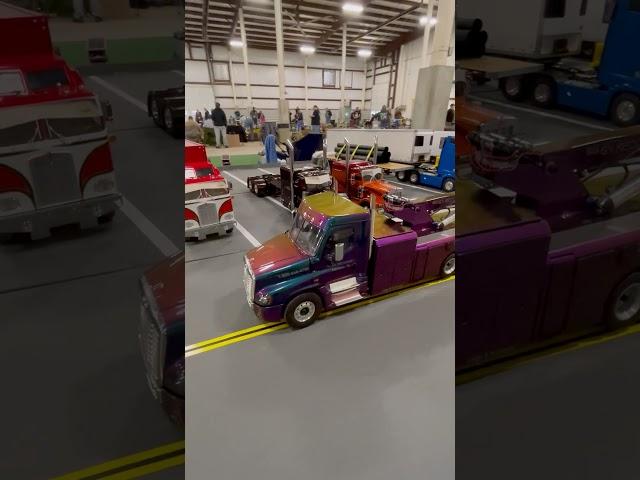 Custom built RC tow truck with led lights at Cabin Fever Expo