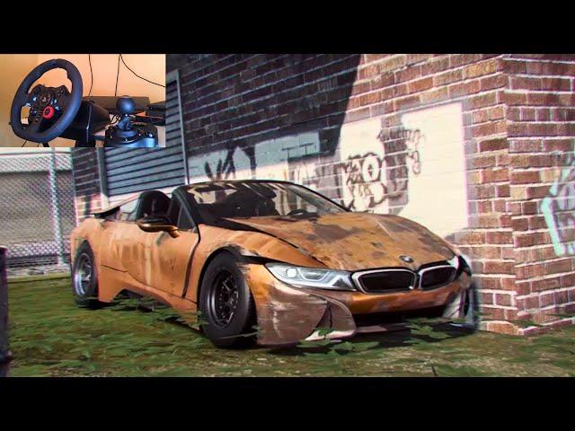 Rebuilding BMW I8 Coupe - NFS HEAT - LOGITECH G29 Gameplay