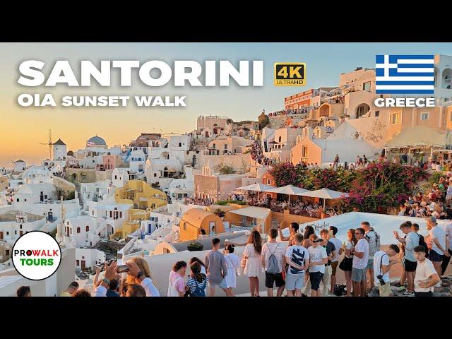 Oia, Santorini Evening Sunset Walk - 4K - with Captions!