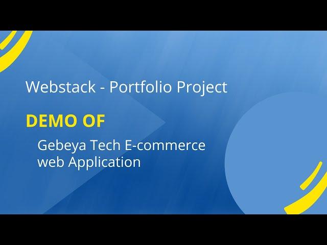 Demo of Gebeya Tech E-commerce web Application project