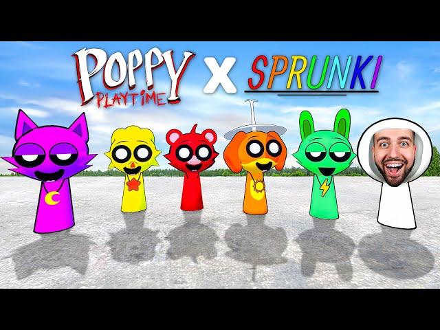 SPRUNKI FUSIONNE Avec POPPY PLAYTIME CHAPITRE 3 !! NOUVEAUX SPRUNKI SMILING CRITTERS !