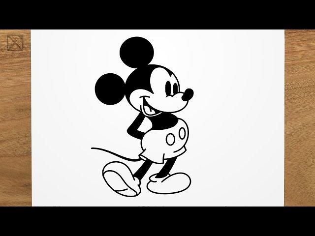 How to draw MICKEY MOUSE step by step, EASY