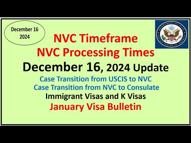 NVC Processing Times As of December 16, 2024 | January 2025 Visa Bulletin