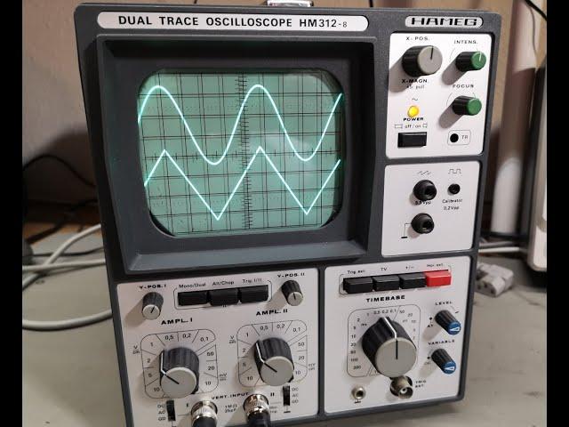 Hameg HM312-8 20MHz 2ch oscilloscope 1980 test teardown