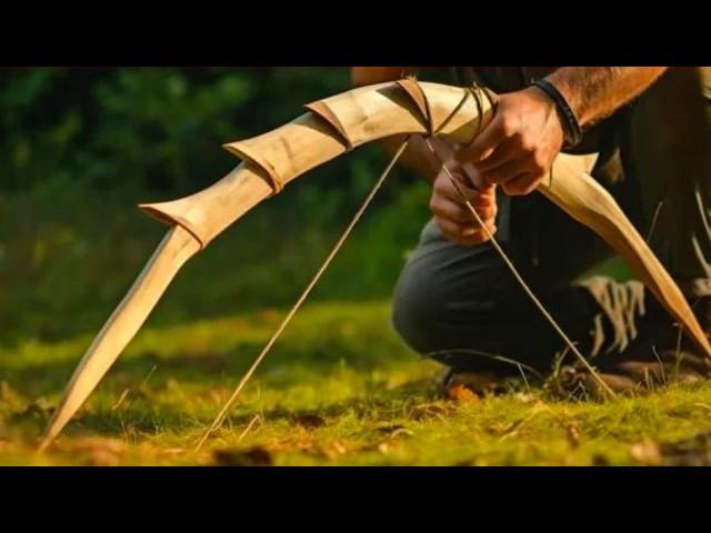 Man Makes the BEST Survival Bow Using Only Two Wood Branches | ASMR by @clayhayeshunter