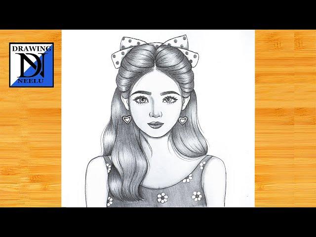 How to draw a Beautiful Girl - Girl face drawing || Step by Step sketch for beginner || Girl drawing