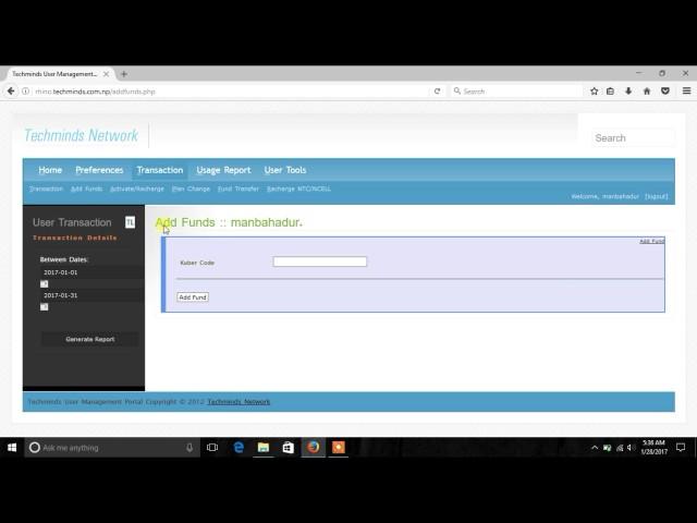 How to recharge techminds network?