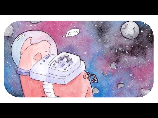 Space Pig! watercolour painting