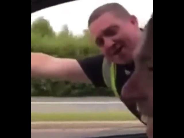 Fella Grabs On To Car And Pretends To Be Superman