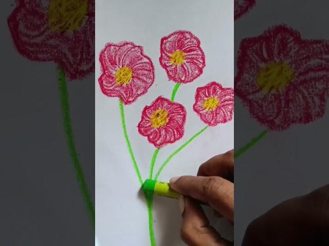 Oil pastel drawing #flowers #shorts #satisfying #creative #treanding #youtubeshorts #ytshorts