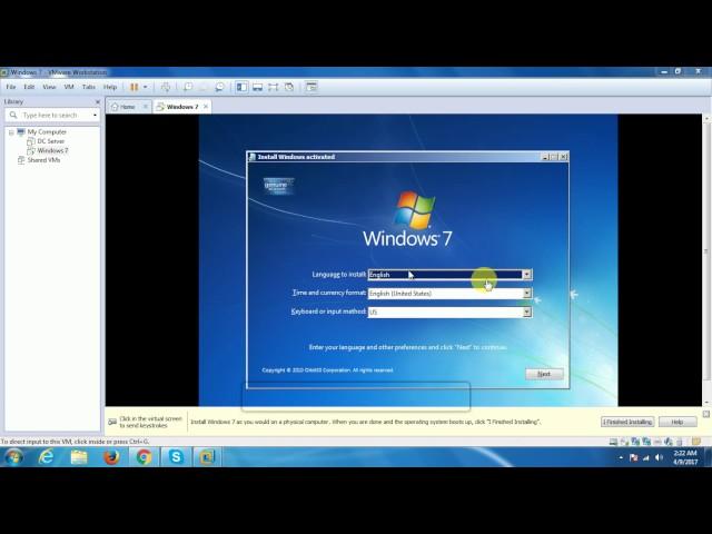 How to install windows 7 and vmware tools