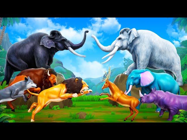 Good vs Bad - Black Mammoth vs White Mammoth | Epic Animal Fights | Animal Kingdom Revolt Cartoons