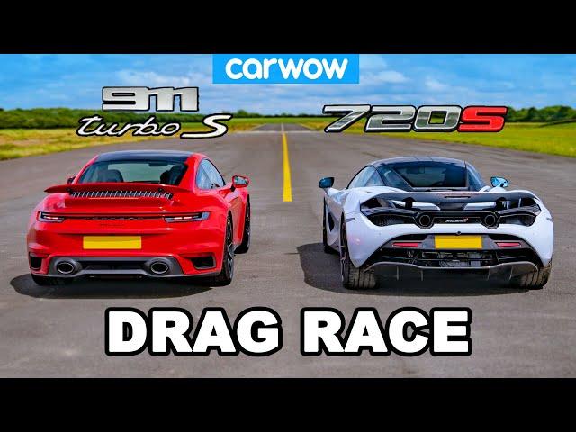 Porsche 911 Turbo S vs McLaren 720S: DRAG RACE