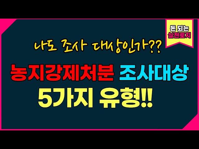 농지강제처분 5가지 조사대상 유형은?