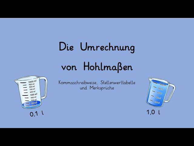 Erklärvideo zum Umrechnen von Hohlmaßen (Kommaschreibweise, Liter, Milliliter)